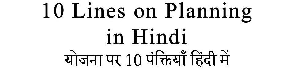 10 Lines on Planning in Hindi