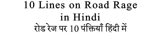 10 Lines on Road Rage in Hindi